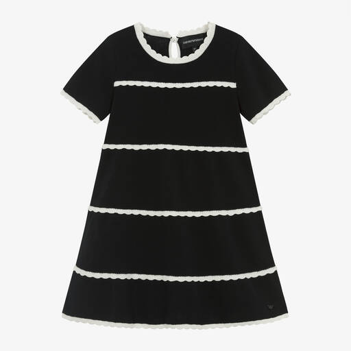 Emporio Armani-Girls Blue Cotton Knit Dress | Childrensalon Outlet