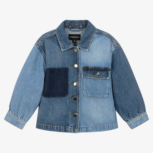 Emporio Armani-Girls Blue Denim Jacket | Childrensalon Outlet