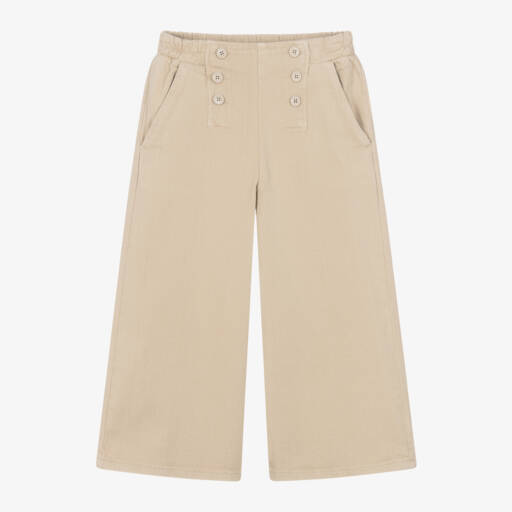 Emporio Armani-Girls Cotton Beige Wide Leg Pants | Childrensalon Outlet