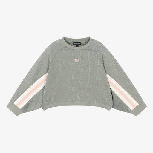 Emporio Armani-Зеленый жаккардовый свитшот для девочек | Childrensalon Outlet