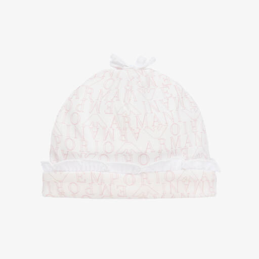Emporio Armani-Girls Ivory Cotton Frill Hat | Childrensalon Outlet