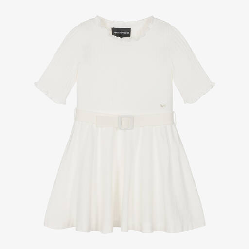 Emporio Armani-Кремовое трикотажное платье для девочек | Childrensalon Outlet