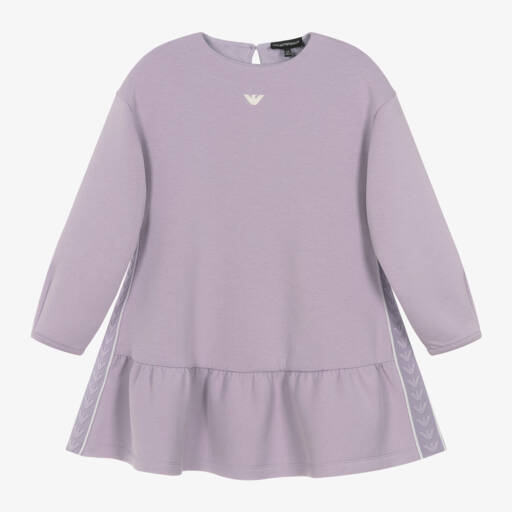 Emporio Armani-Girls Lavender Cotton Jersey Dress | Childrensalon Outlet