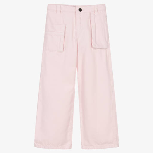 Emporio Armani-Girls Light Pink Wide Leg Pocket Trousers | Childrensalon Outlet