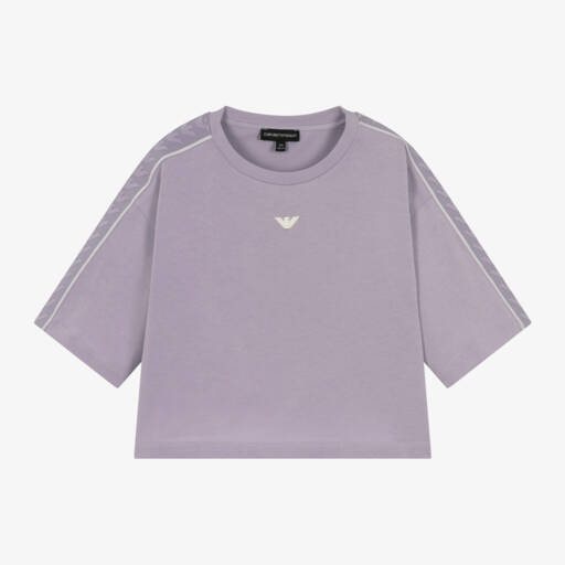 Emporio Armani-تيشيرت قطن لون بنفسجي للبنات | Childrensalon Outlet