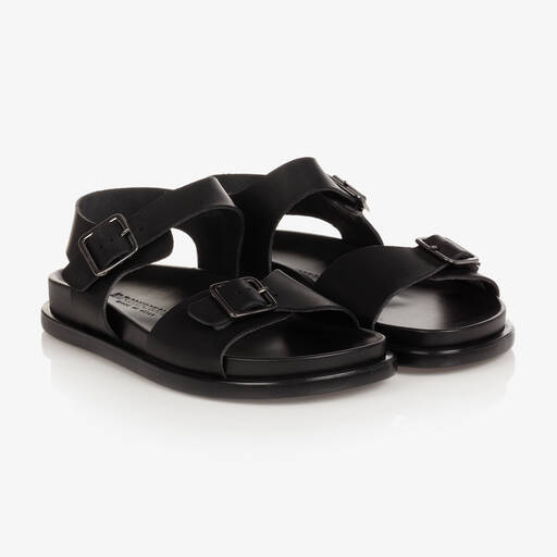 Emporio Armani-Ledersandalen mit Schnallen navy  | Childrensalon Outlet