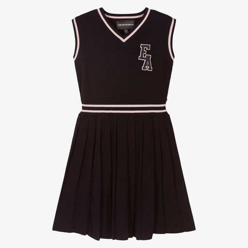 Emporio Armani-Синее плиссированное платье для девочек | Childrensalon Outlet