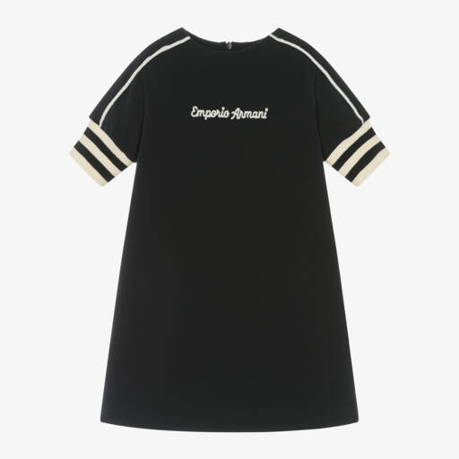 Emporio Armani-Girls Navy Cotton Jersey Dress | Childrensalon Outlet