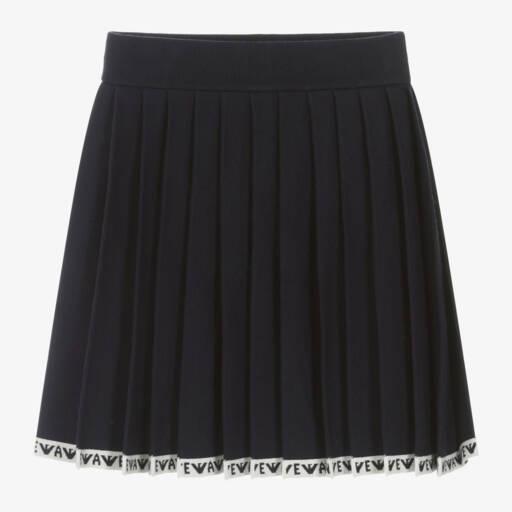Emporio Armani-تنورة بكسرات جيرسي محبوك لون كحلي | Childrensalon Outlet