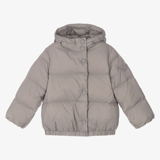 Emporio Armani-Серый пуховик для мальчиков | Childrensalon Outlet