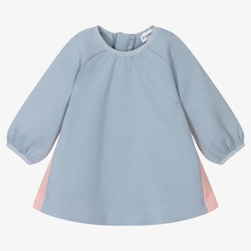 Emporio Armani-فستان قطن جيرسي لون أزرق أطفال بناتي | Childrensalon Outlet