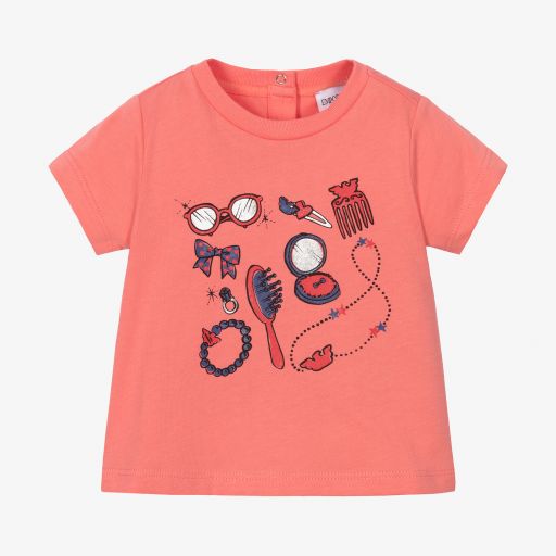 Emporio Armani-Розовая футболка с аксессуарами для девочек | Childrensalon Outlet