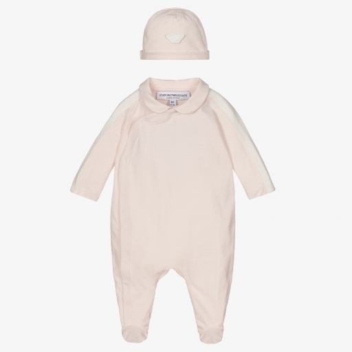 Emporio Armani-Girls Pink Babygrow Gift Set | Childrensalon Outlet
