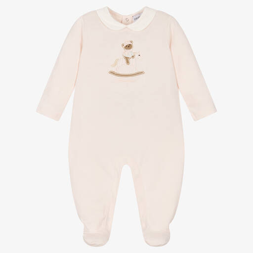 Emporio Armani-Girls Pink Cotton Babygrow | Childrensalon Outlet