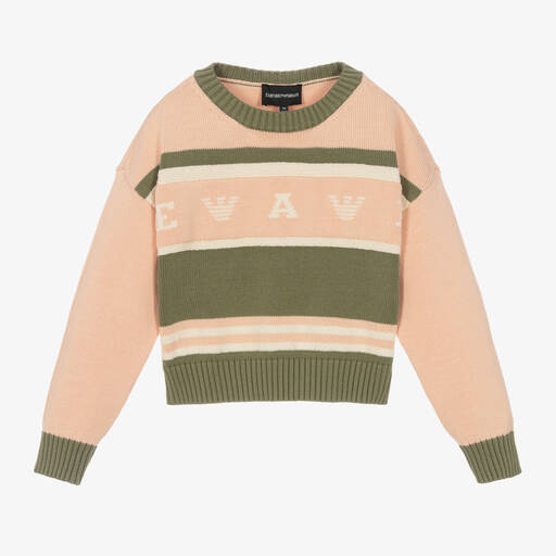Emporio Armani-Girls Pink Cotton Eagle Sweater | Childrensalon Outlet