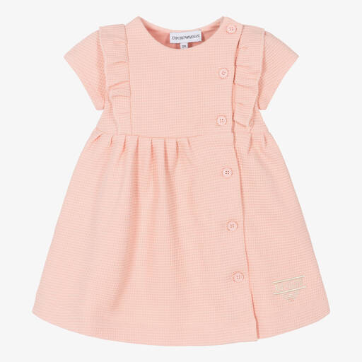 Emporio Armani-Розовое платье из вафельного хлопкового джерси | Childrensalon Outlet