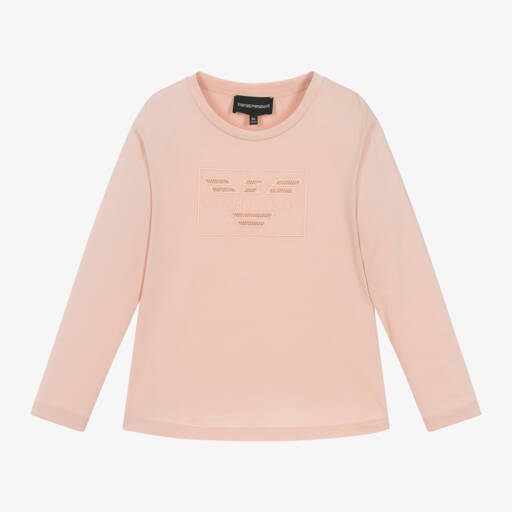 Emporio Armani-توب بطبعة النسر قطن لون زهري للبنات | Childrensalon Outlet