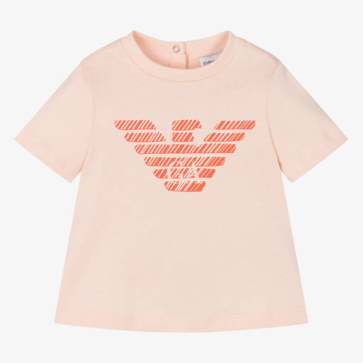 Emporio Armani-Розовая футболка из органического хлопка Eagle | Childrensalon Outlet