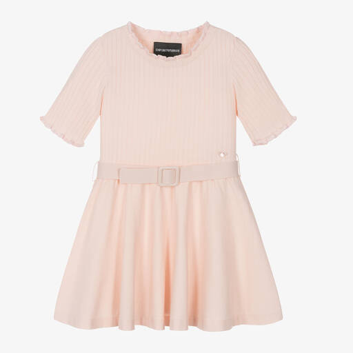 Emporio Armani-Girls Pink Knitted Dress | Childrensalon Outlet