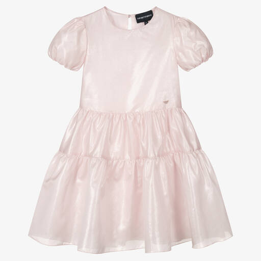 Emporio Armani-Girls Pink Silk Dress | Childrensalon Outlet