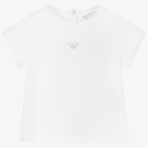 Emporio Armani-Girls Silver Eagle T-Shirt | Childrensalon Outlet