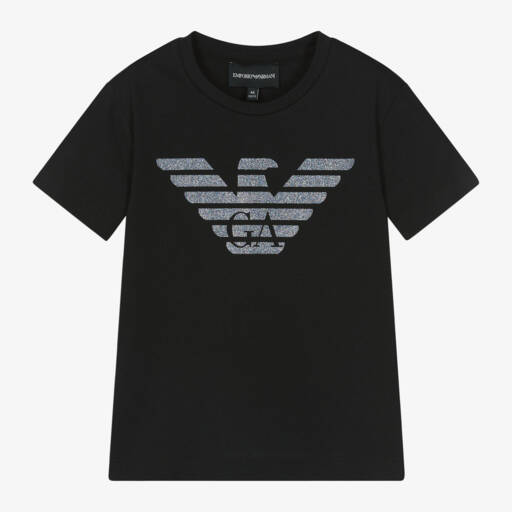 Emporio Armani-Girls Sparkle Eagle Cotton Tee | Childrensalon Outlet