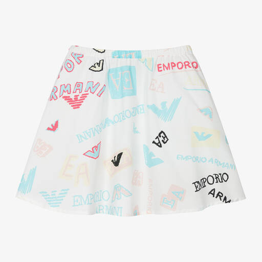 Emporio Armani-Girls White Cotton Skirt | Childrensalon Outlet