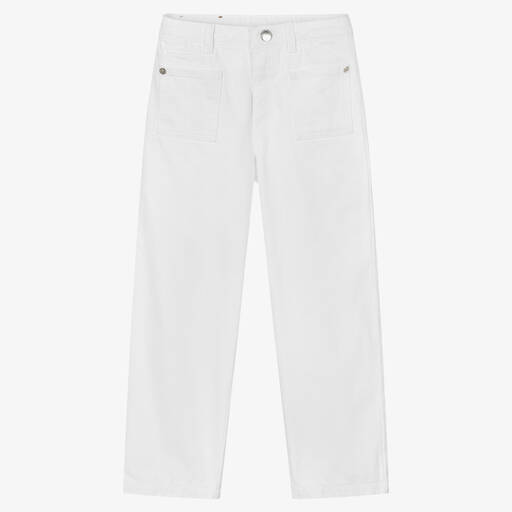 Emporio Armani-Girls White Denim Jeans | Childrensalon Outlet
