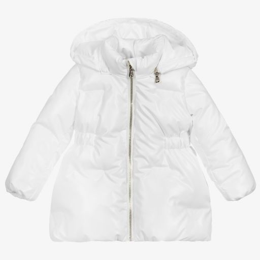 Emporio Armani-Girls White Hooded Coat | Childrensalon Outlet