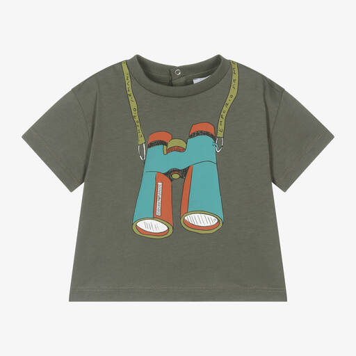 Emporio Armani-تيشيرت أطفال ولادي قطن لون أخضر كاكي | Childrensalon Outlet