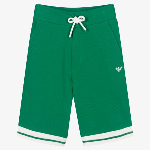 Emporio Armani-Grüne Shorts aus Baumwollpiqué | Childrensalon Outlet