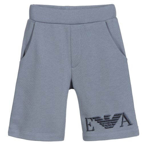Emporio Armani-Grey Jersey Logo Shorts | Childrensalon Outlet