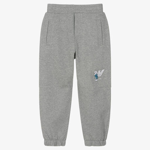 Emporio Armani-Grey Marl Cotton Smurfs Joggers | Childrensalon Outlet