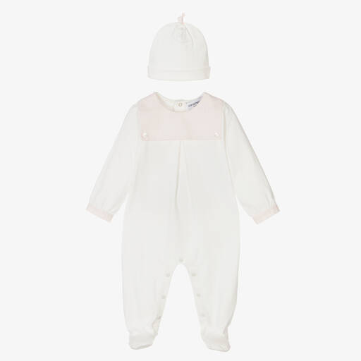 Emporio Armani-Ivory Babygrow & Hat Gift Set | Childrensalon Outlet