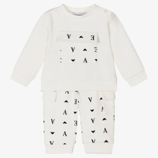 Emporio Armani-Ivory Cotton Baby Tracksuit | Childrensalon Outlet