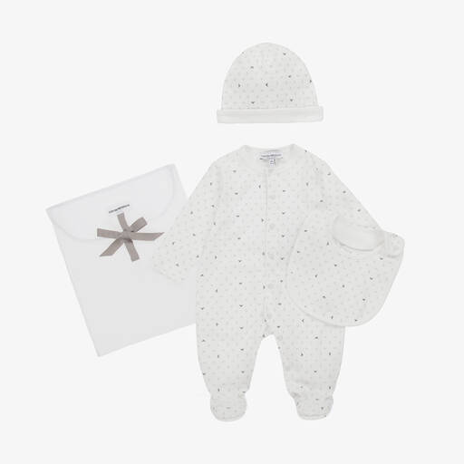 Emporio Armani-Ivory Cotton Babysuit Set | Childrensalon Outlet