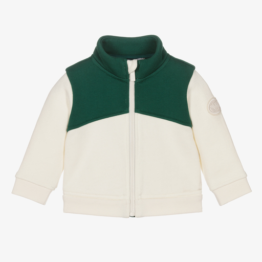 Emporio Armani-Ivory Cotton Zip-Up Top | Childrensalon Outlet