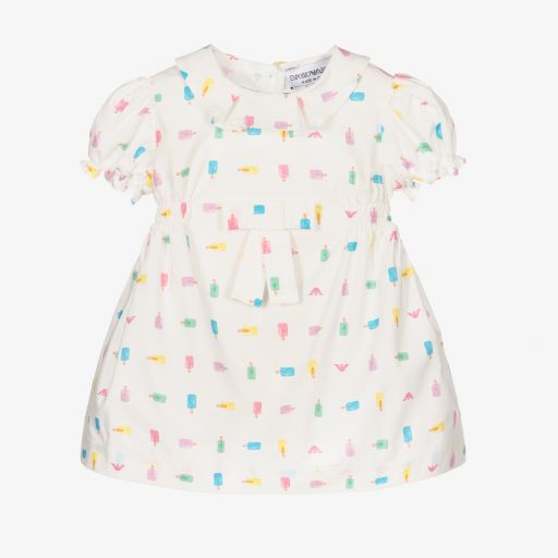 Emporio Armani-طقم فستان قطن لون عاجي | Childrensalon Outlet