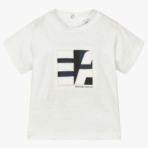 Emporio Armani-Ivory Logo Baby T-Shirt | Childrensalon Outlet