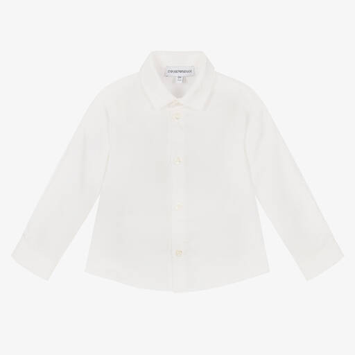 Emporio Armani-Ivory Logo Cotton Baby Shirt | Childrensalon Outlet