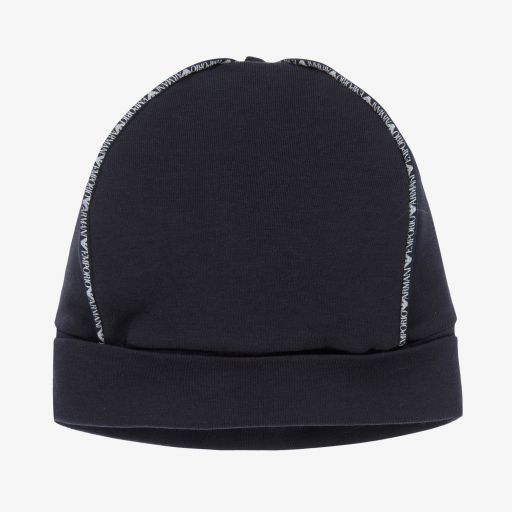 Emporio Armani-Navy Blue Cotton Baby Hat | Childrensalon Outlet