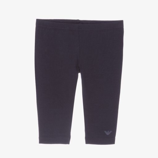 Emporio Armani-Navy Blue Cotton Leggings | Childrensalon Outlet