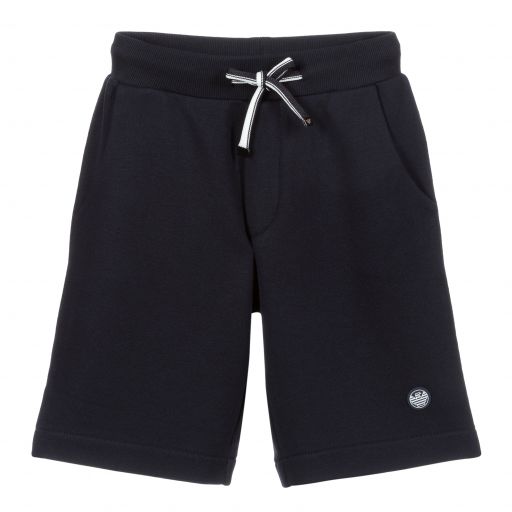 Emporio Armani-Темно-синие шорты из джерси с логотипом | Childrensalon Outlet