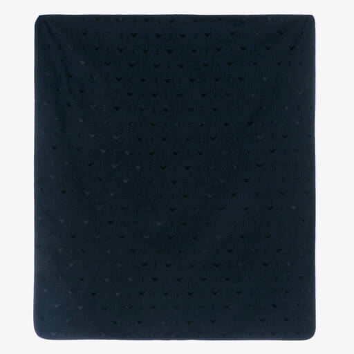 Emporio Armani-Navy Blue Padded Logo Blanket (74cm) | Childrensalon Outlet