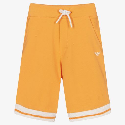 Emporio Armani-Orange Cotton Piqué Shorts | Childrensalon Outlet