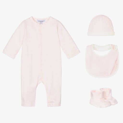 Emporio Armani-Pink 4 Piece Babysuit Gift Set | Childrensalon Outlet