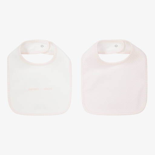 Emporio Armani-Pink & Ivory Bibs (2 Pack) | Childrensalon Outlet