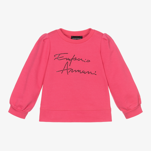 Emporio Armani-Pink Studded Logo Sweatshirt | Childrensalon Outlet