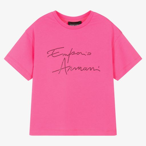 Emporio Armani-T-shirt rose clouté | Childrensalon Outlet