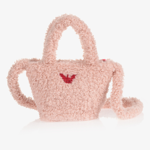 Emporio Armani-Pink Teddy Fleece Bag (28cm) | Childrensalon Outlet